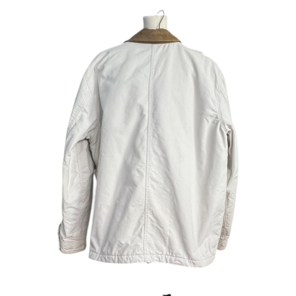 Old Navy Men’s Cozy-Lined Canvas Jacket Size Large Off White Corduroy Collar - Picture 2 of 10